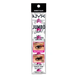 Jumbo Lash! 2-In-1 Liner & Lash Adhesive -Auline Makeup NYX PMU Makeup Eyes Liner Adhesive JUMBO LASH 2 IN 1 LINER AND LASH ADHESIVE EYELINER LLA01 BADDEST BLACK 0800897132743 Front